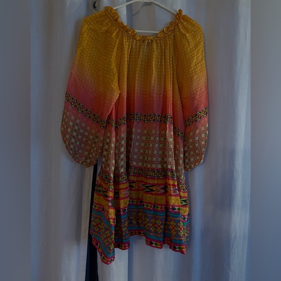 Anthropologie Tanvi Kedia Blushed Spectrum Sunset  Beaded Peasant Dress - Picture 4 of 4